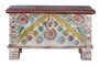 GINER Y COLOMER Bâûl coffre de rangement en bois de manguier couleur noyer, style ethnique avec détails en bronze, ouverture supérieure - 80x40x45 cm